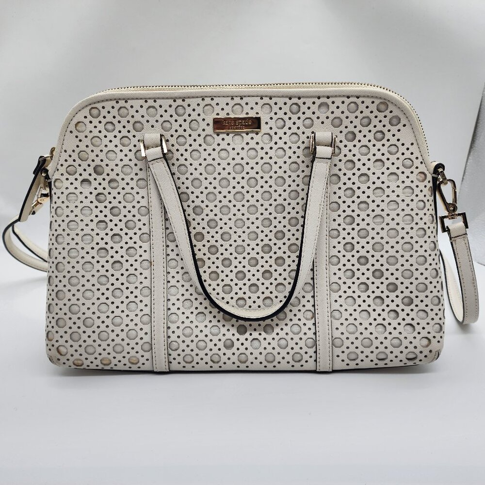 Kate Spade Newbury Lane Caning Romy Grace Blue Shoulder Tote Shoulder Bag White